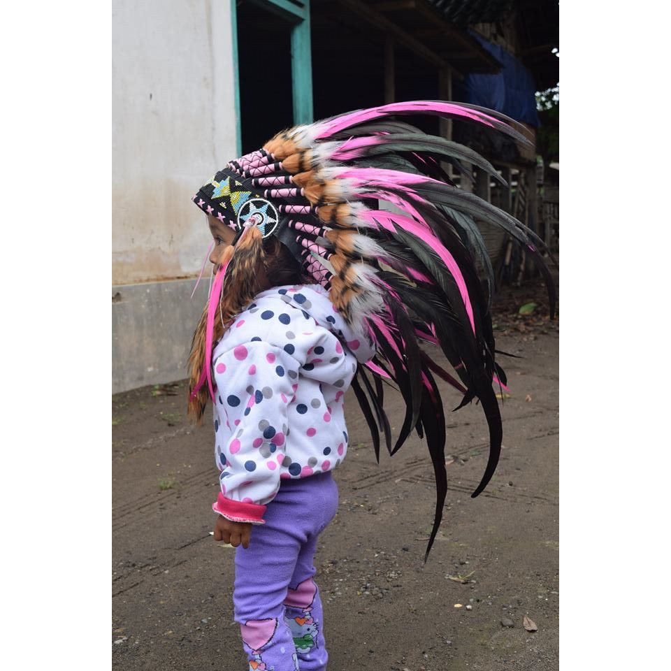 TOPI INDIAN - INDIAN HEADDRESS SMALL MONTE PINK