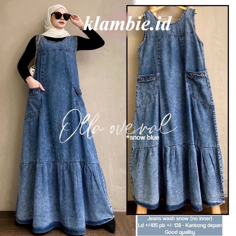 Olla Overall Jamsuit Overal Rok Jeans Denim Wanita Jumbo Big Size Bigsize Model Kekinian Model Terba
