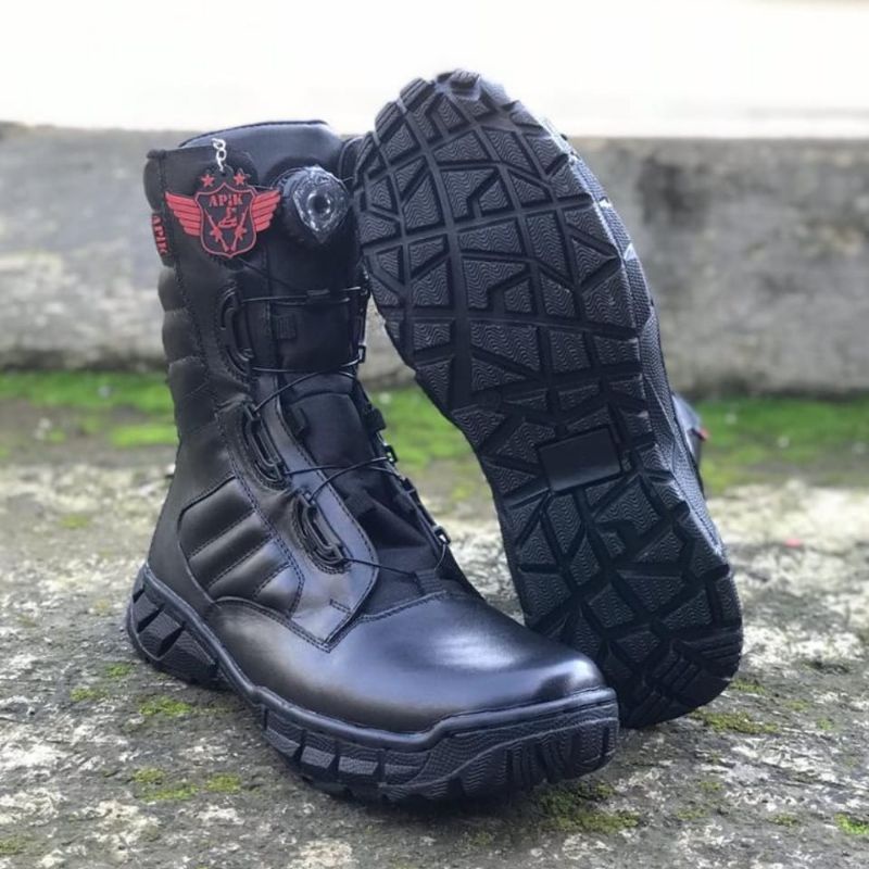 SEPATU PDL TALI PUTAR PASKHAS BAHAN KULIT SAPI ASLI MERK APIK SEPATU PDL DINAS LAPANGAN TNI POLRI SECURITY SATPAM SEPATU BOOTS PRIA DAN WANITA