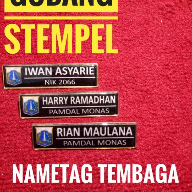 

Nametag tembaga nama dada kuningan