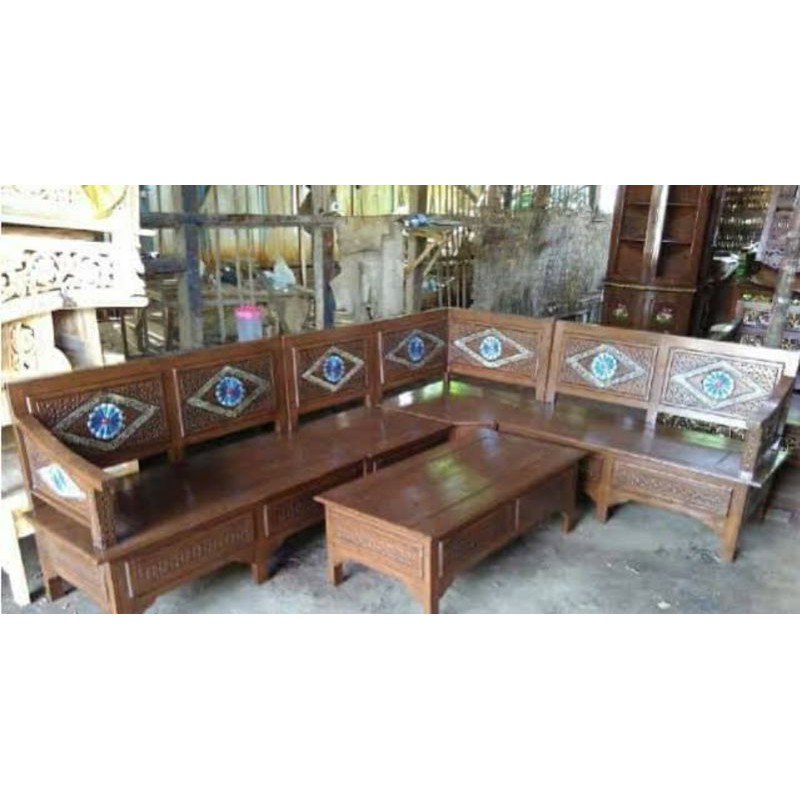 kursi sudut jepara kayu mahoni