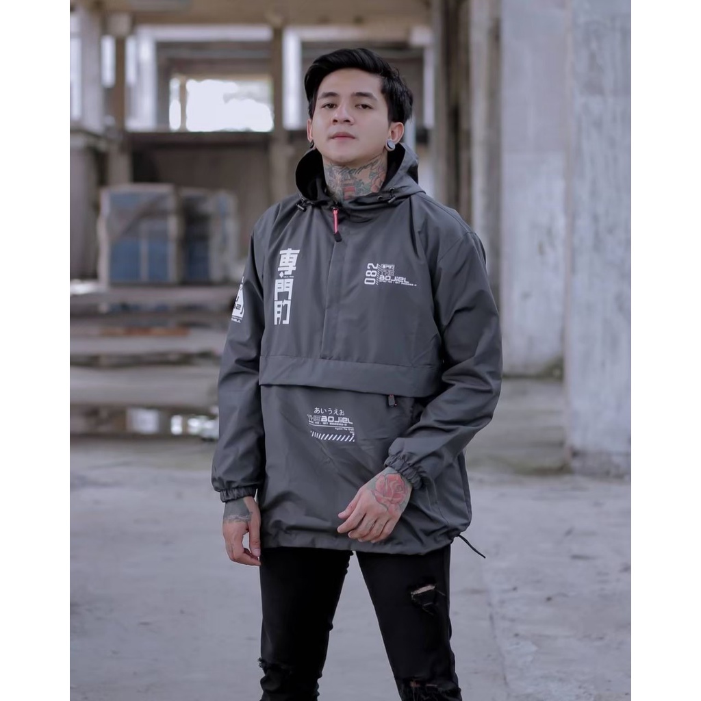 The Bojiel - Jaket Cougle Pria Jaket Parasut Jaket Outdoor Jaket Distro 082 Abu