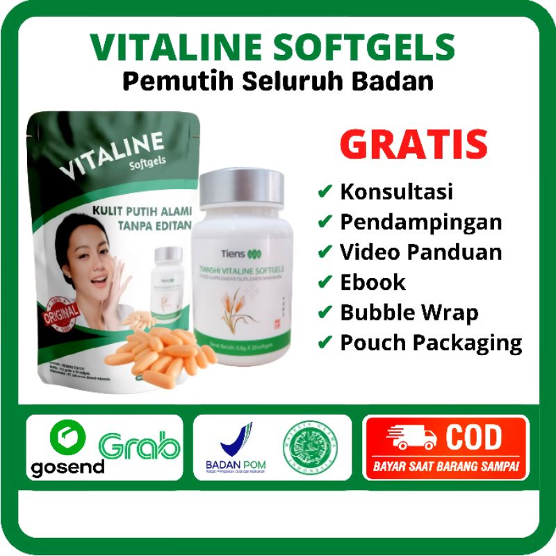 Paket Vitaline Tiens 1 Botol Vitaline isi 30 Softgels Original 100% Tianshi Pemutih Tubuh Badan