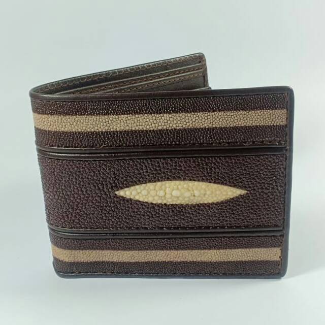 Dompet lipat pria kulit ikan pari diamond coklat