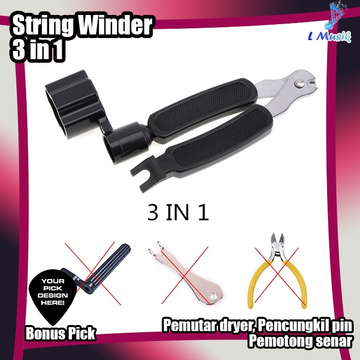 STRING WINDER Alat Pemutar Senar 3in1 String Winder Cutter Pin Puller Premium Import Quality