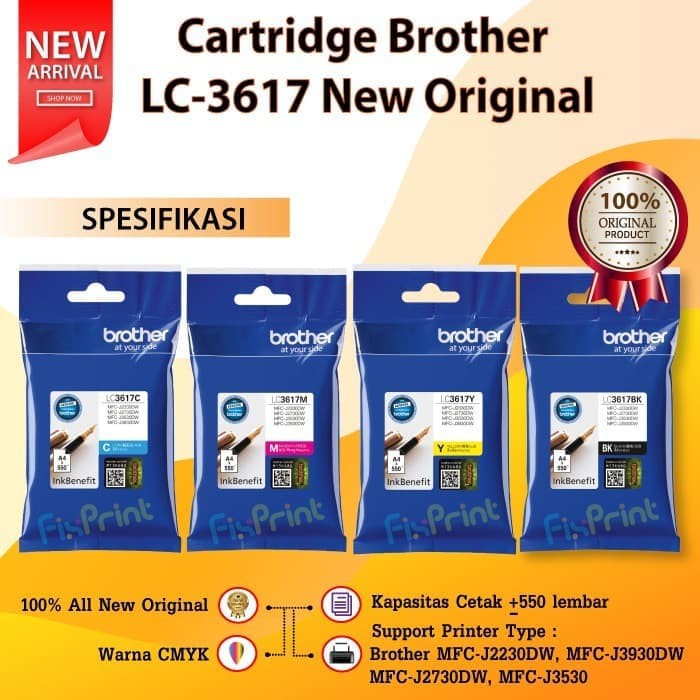 Cartridge Brother LC3617 Ink Printer MFC J2230 J2730 J3530 J3920 Ori - Yellow