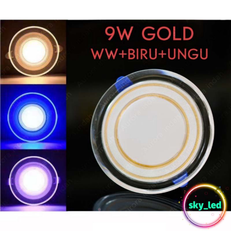 Lampu downlight  6watt  9watt 3 warna/pinggir benin  / panel led 3 warna / lampu led 3 warna