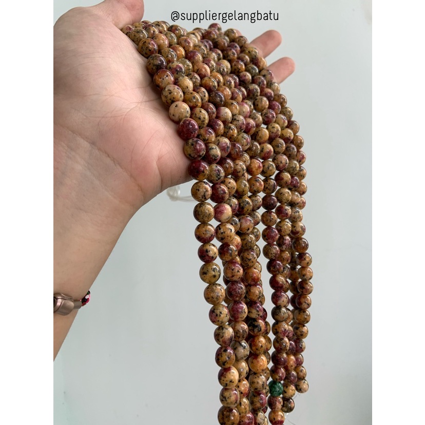semi stone 10mm yellow chrysocolla bahan rangkai aksesori bacan kuning bahan kalung gelang kerajinan tangan craft manik