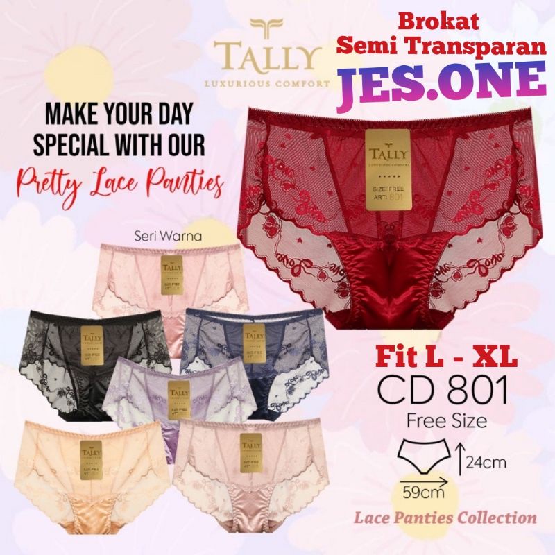 Tally 801 CD Celana Dalam Lace Brokat Semi Transparan L - XL