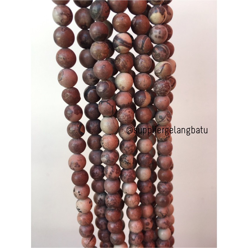 kokah bahan ryolite jasper coklat 8mm renceng bahan gelang kalung aksesoris gelang kalung paket