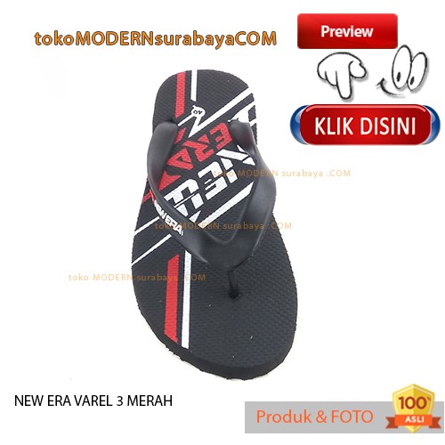 Sandal Pria jepit NEW ERA VAREL 3 HITAM MERAH Casual Karet Flip Flop