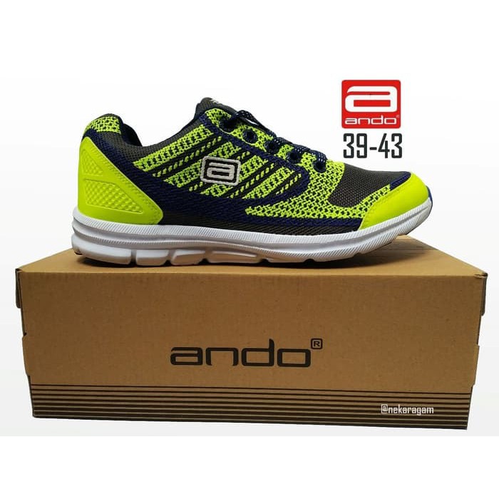SEPATU SPORT RINGAN ANDO MARATHON HITAM HIJAU SEPATU OLAHRAGA RUNNING