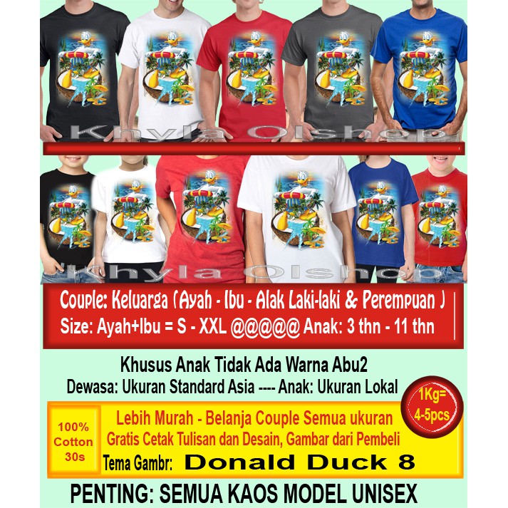 Fashion gambar kartun Donal bebek couple keluarga ayah ibu dan anak