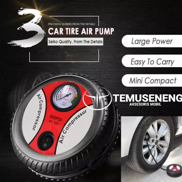 Pompa Angin Ban Mobil Motor Sepeda Mini Air Compressor Tire Kompresor Portable Darurat Emergency