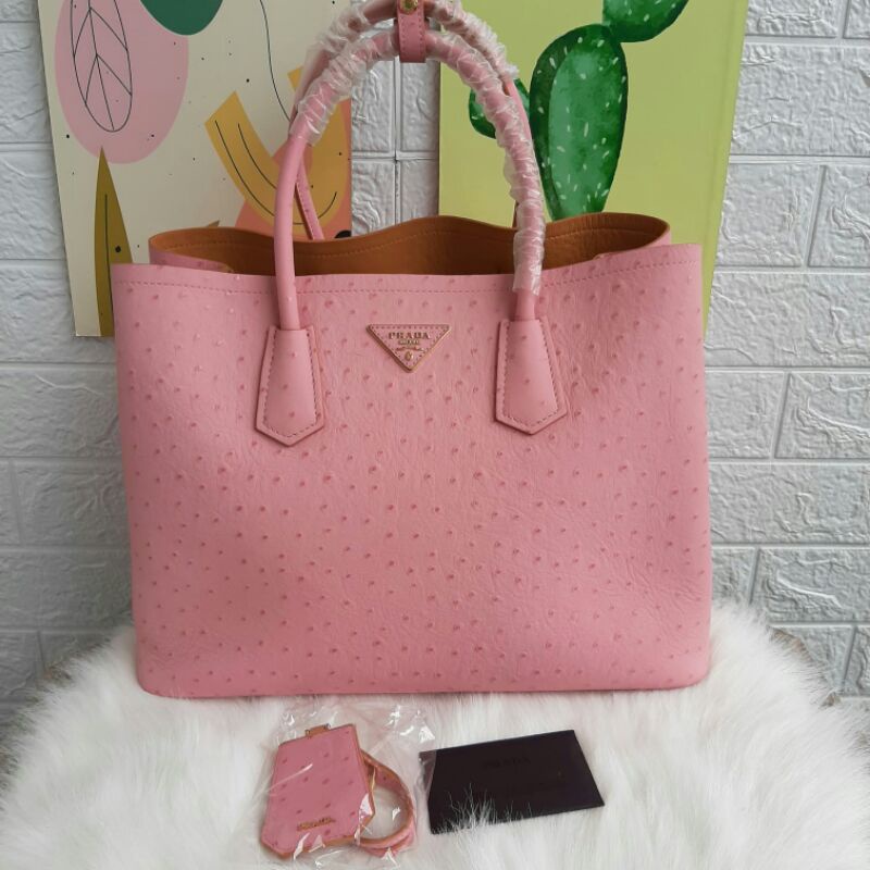 PRADA Double Bag Ostrich Hand Bag