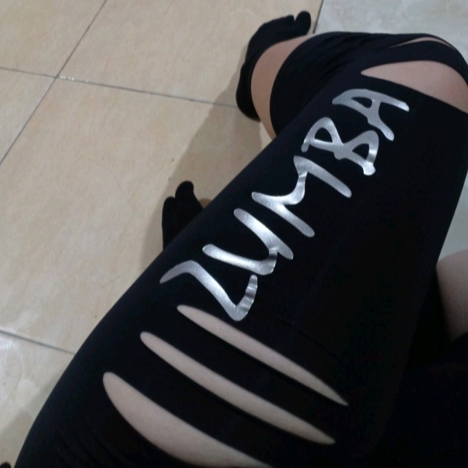 legging zumba senam legging sobek 7/8 gold silver