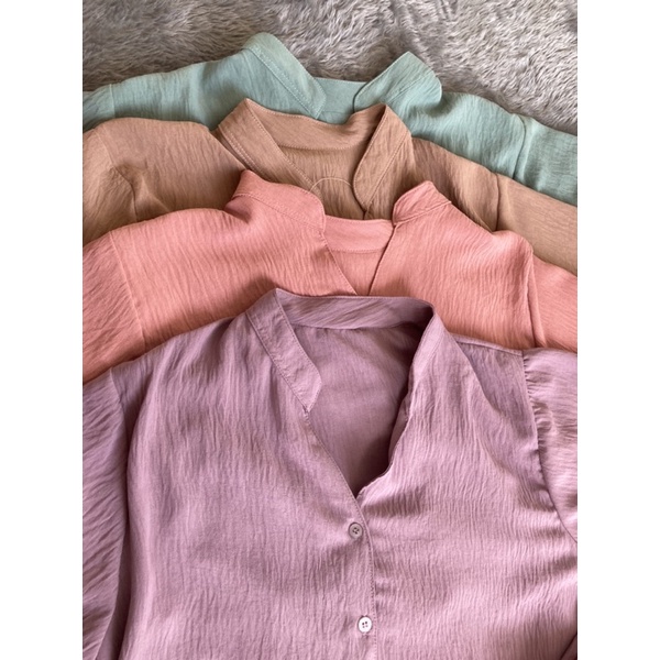 Clara Crinkle Blouse Shirt / Baju Atasan Kemeja Wanita Import