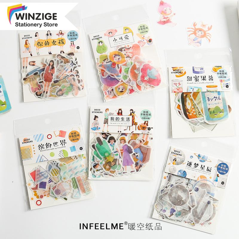 

Stickers Cartoon Washi Stickers For Journal Scrapbook Decor 40Pcs Cute Girl