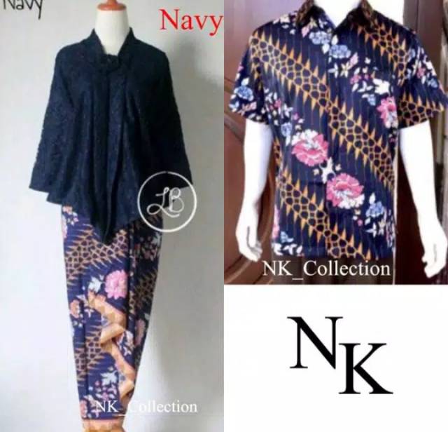 COD~Setelan Couple Kebaya Brokat Kutu Baru Floy Rok Plisket Kemeja Batik Lengan Pendek Kebaya Jumbo 
