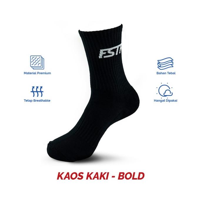 Kaos Kaki Fashion Hitam Putih Footstep Footwear - Bold Black Socks footste33