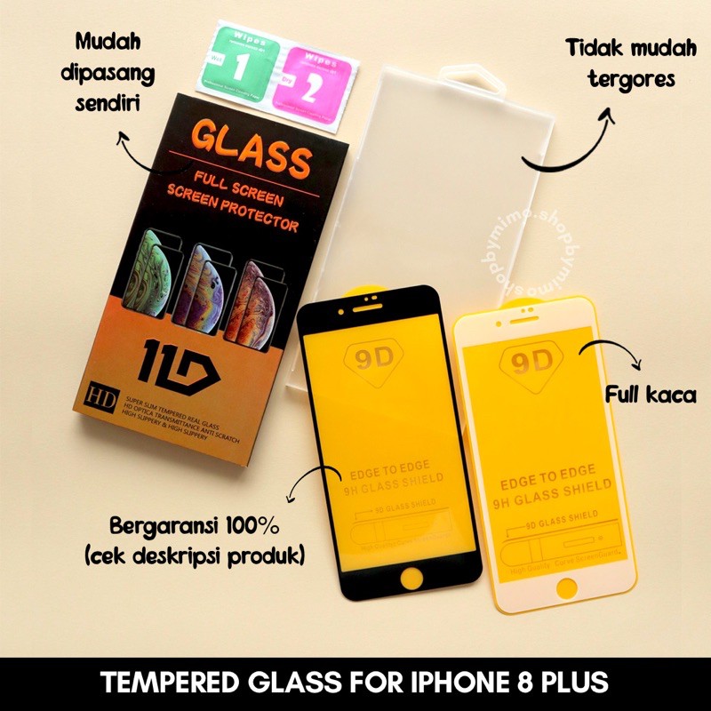 TEMPERED GLASS IPHONE 8 PLUS FULL SCREEN / SCREEN GUARD IPHONE 8 PLUS  / ANTI GORES IPHONE 8 PLUS