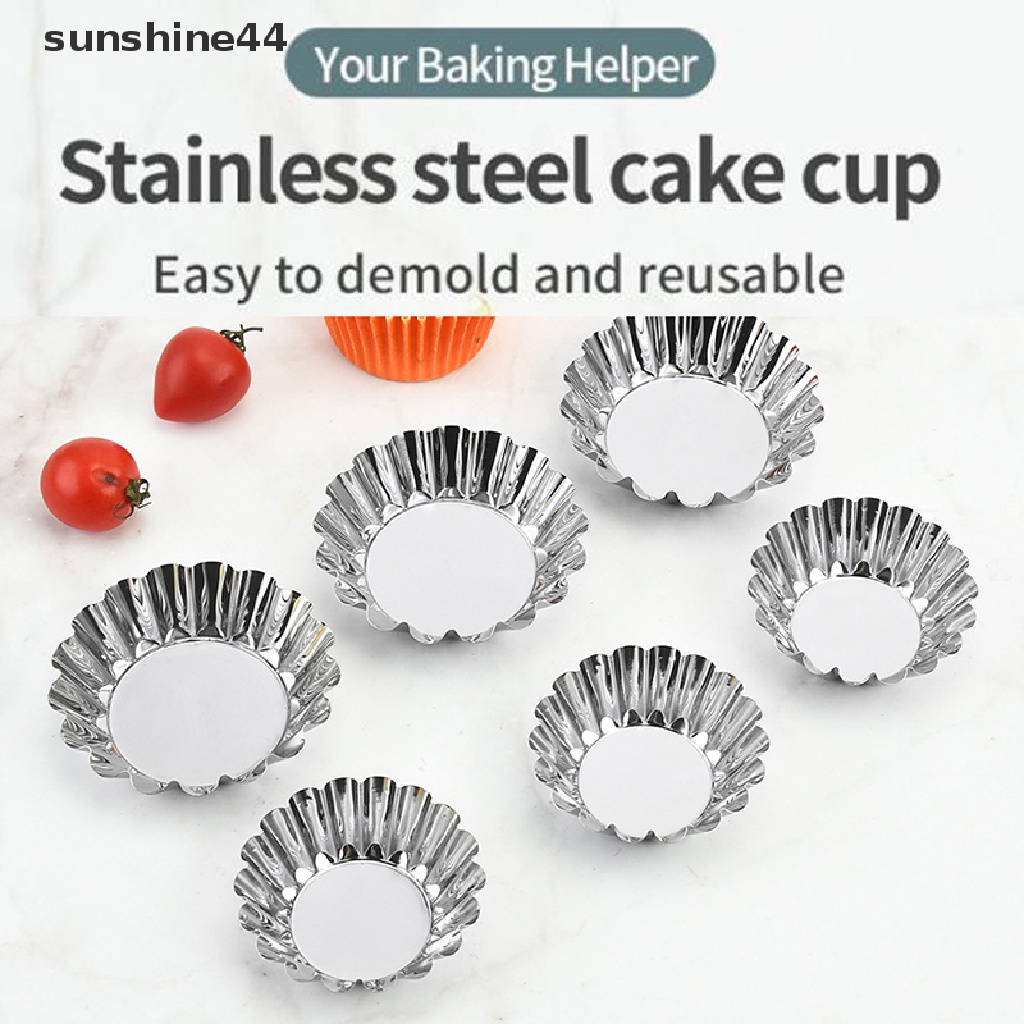 Sunshine 5pcs Cetakan Cupcake / Telur / Jelly Bahan Stainless Steel