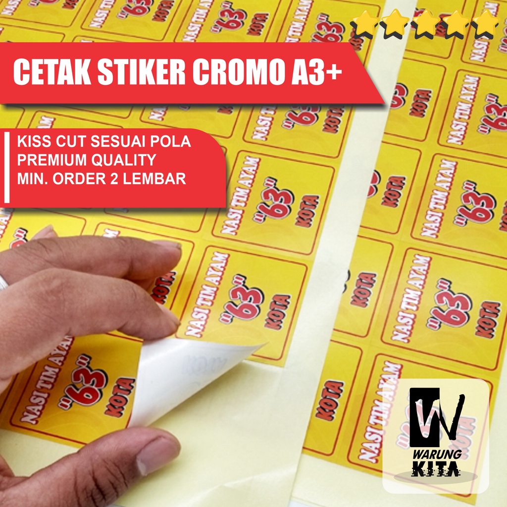 

Cetak Sticker Label makanan CROMO Print and Kiss Cut A3