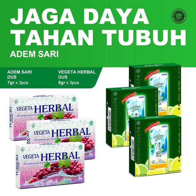 

Vegeta Herbal Dus 3 x 5 gr + Adem Sari Dus 3 x 7 gr