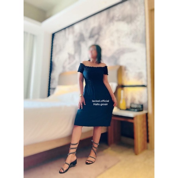 READY Restok COD sabrina dress panjang pendek serut pantai kondangan