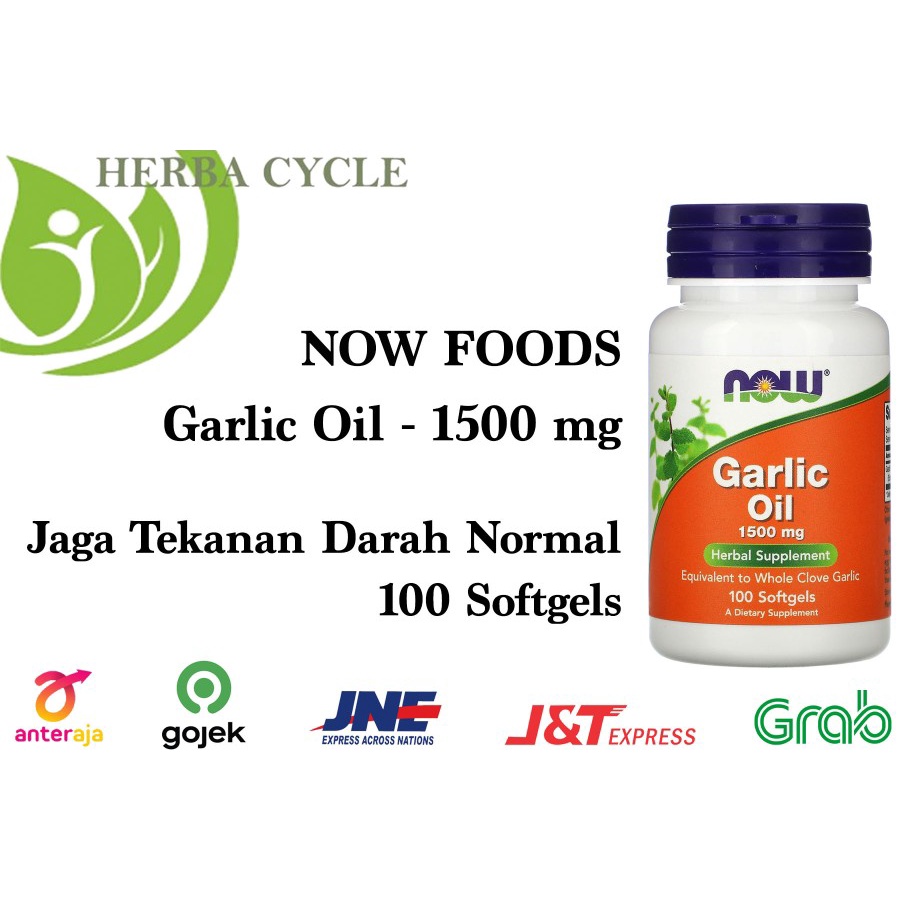 Now Food Garlic Oil 1500 mg 100gels Jaga Tensi Darah Normal ORI USA