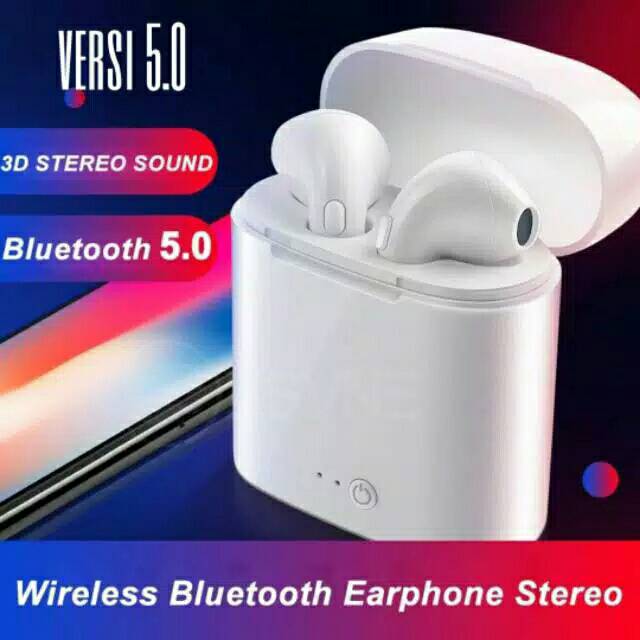 TWS i7s earphone Bluetooth stereo bass music wireless telfon headset mic original