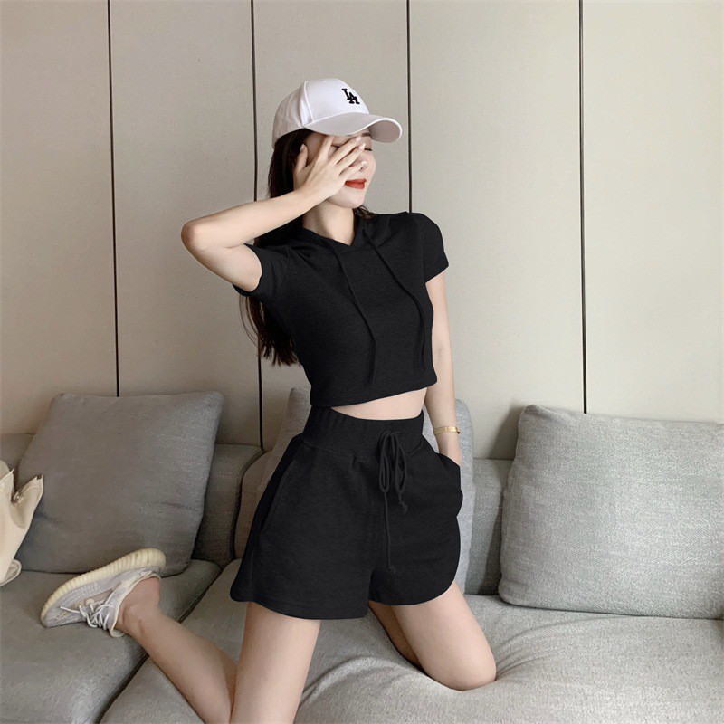 KSE-18 set baju olahraga gym senam wanita import korea jepang hitam abu ungu