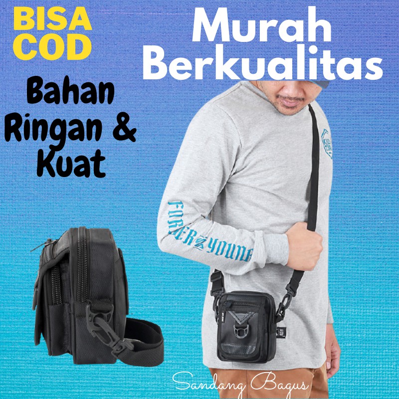 Tas Selempang Pria Mini Bisa Di Pinggang Paha Kasual Terbaru Hitam Kuat Ringan Distro Bandung