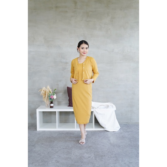 Jual Cardigan Set Dress Knit (DS) Shopee Indonesia