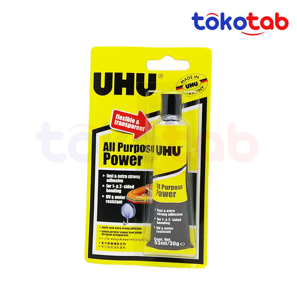 

Tokotab - Lem Perekat UHU All Purpose Power 33ml / 30Gram (Flexible & Transparan)