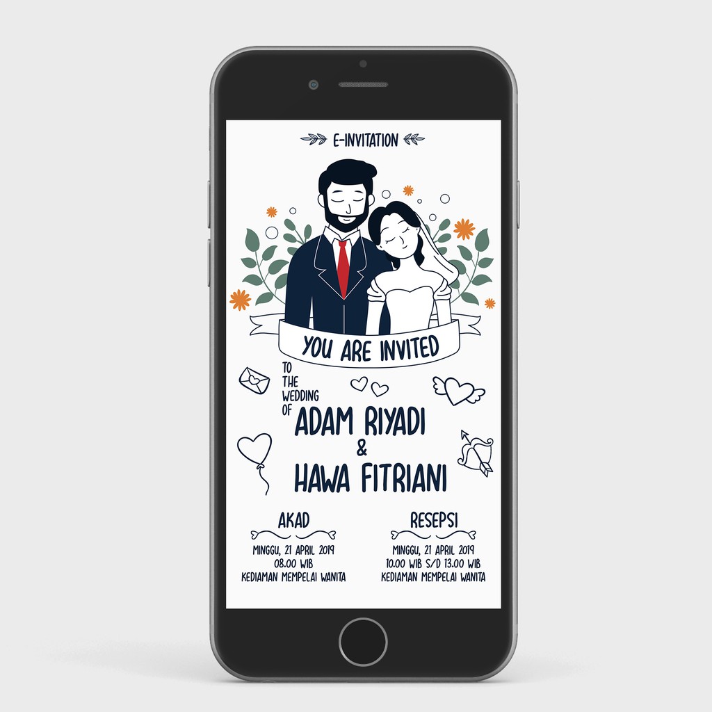 Undangan Pernikahan Digital/Wedding E-Invitation Kartun Unik Lucu Kekinian A15