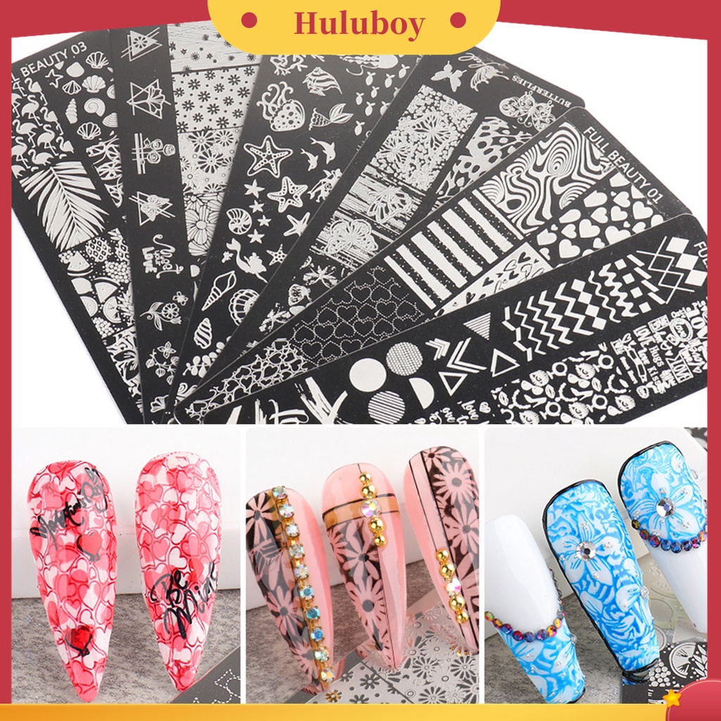 Huluboy Huluboy♡ Plat Stempel Kuku Bahan Stainless Steel Untuk Manicure