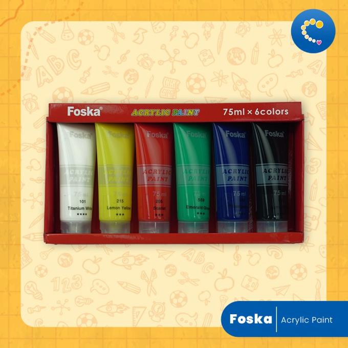

Cat Acrylic Paint Set 6 Colors -Acrylic Colour Paint Foska Alat Lukis