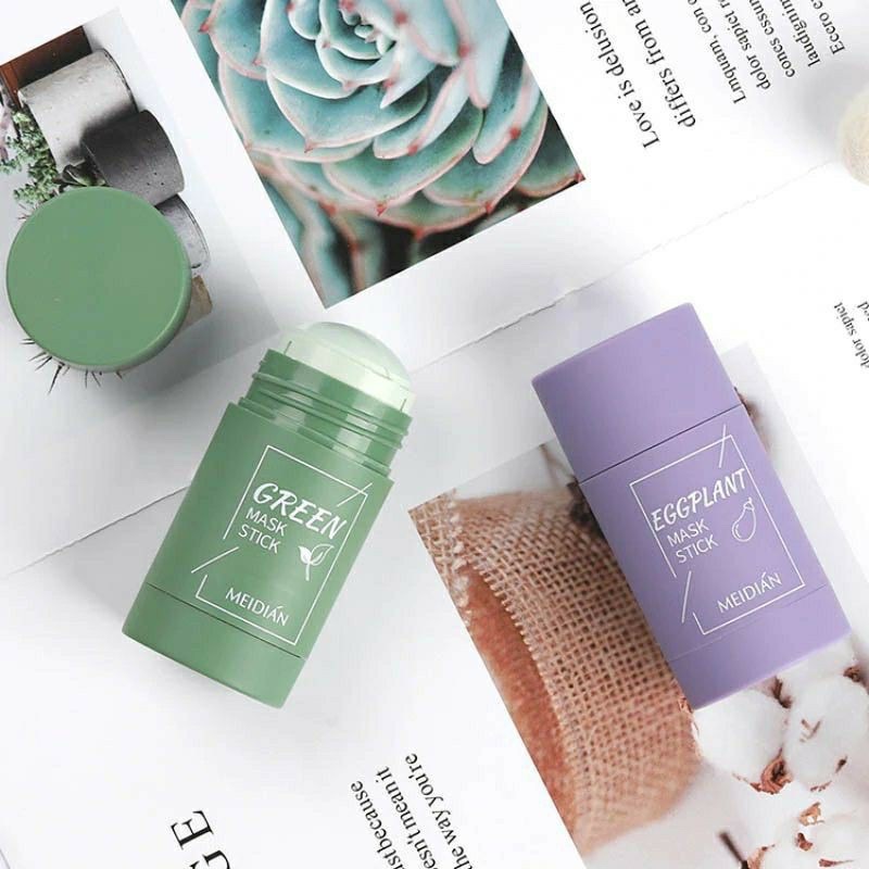 LUCKYMALL BPOM MEIDIAN Green Tea Eggplant Mask Cleansing Clay Stick Masker Wajah Komedo Jerawat