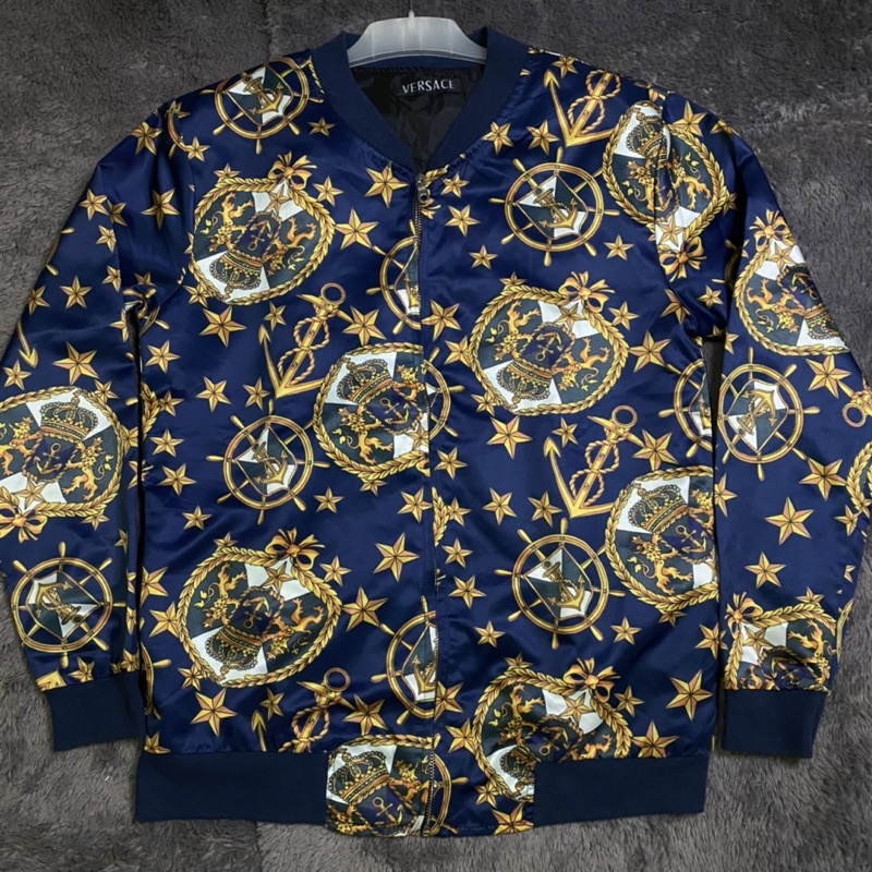 vintage versace baroque silk bomber jacket