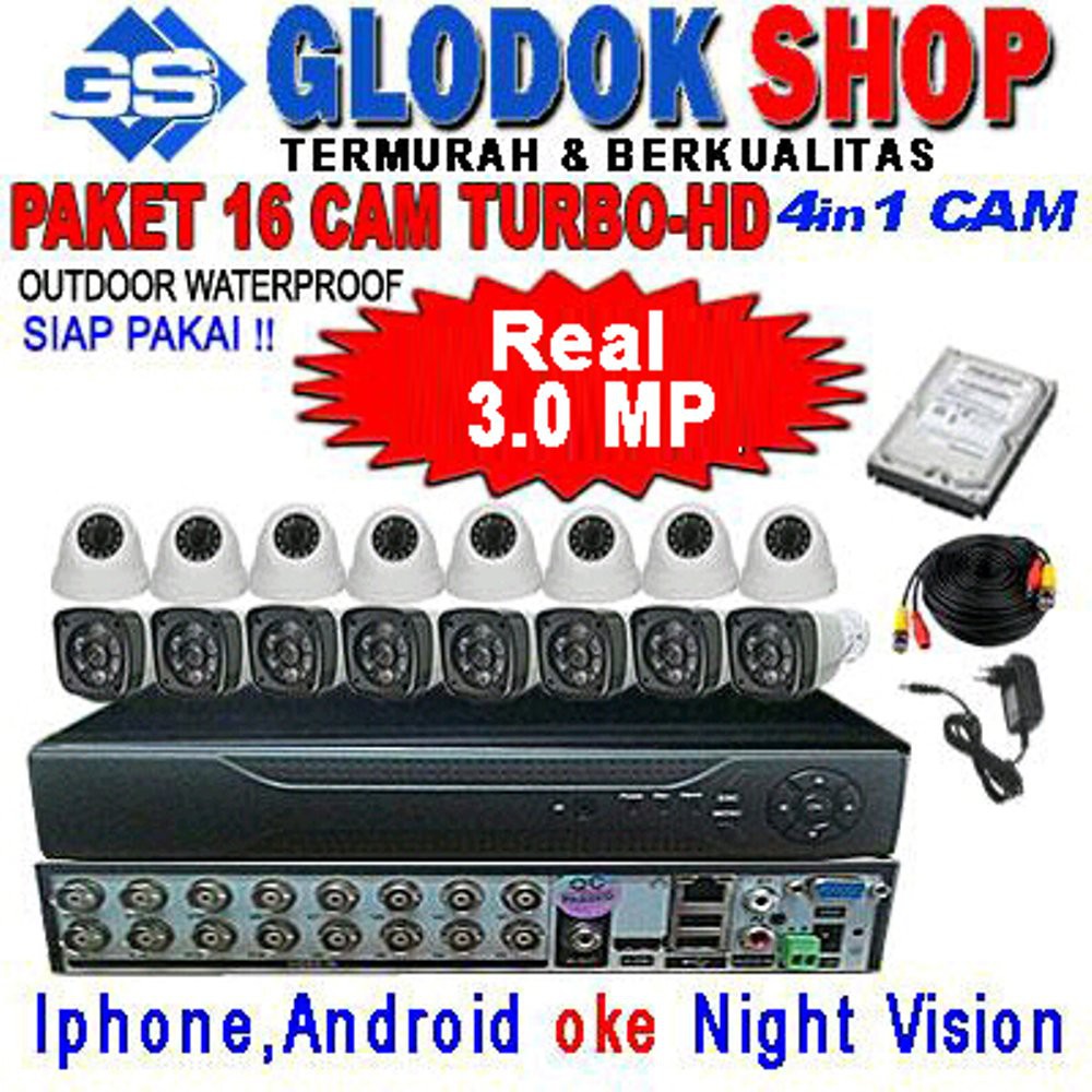 PAKET CCTV AHD 16 KAMERA (Indoor / Outdoor)
