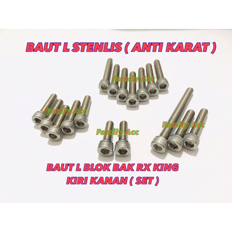 Baut L Block Mesin Rx King New 2008 Stenlis Set Bak Kiri Kanan Stainless Rx King New 2008