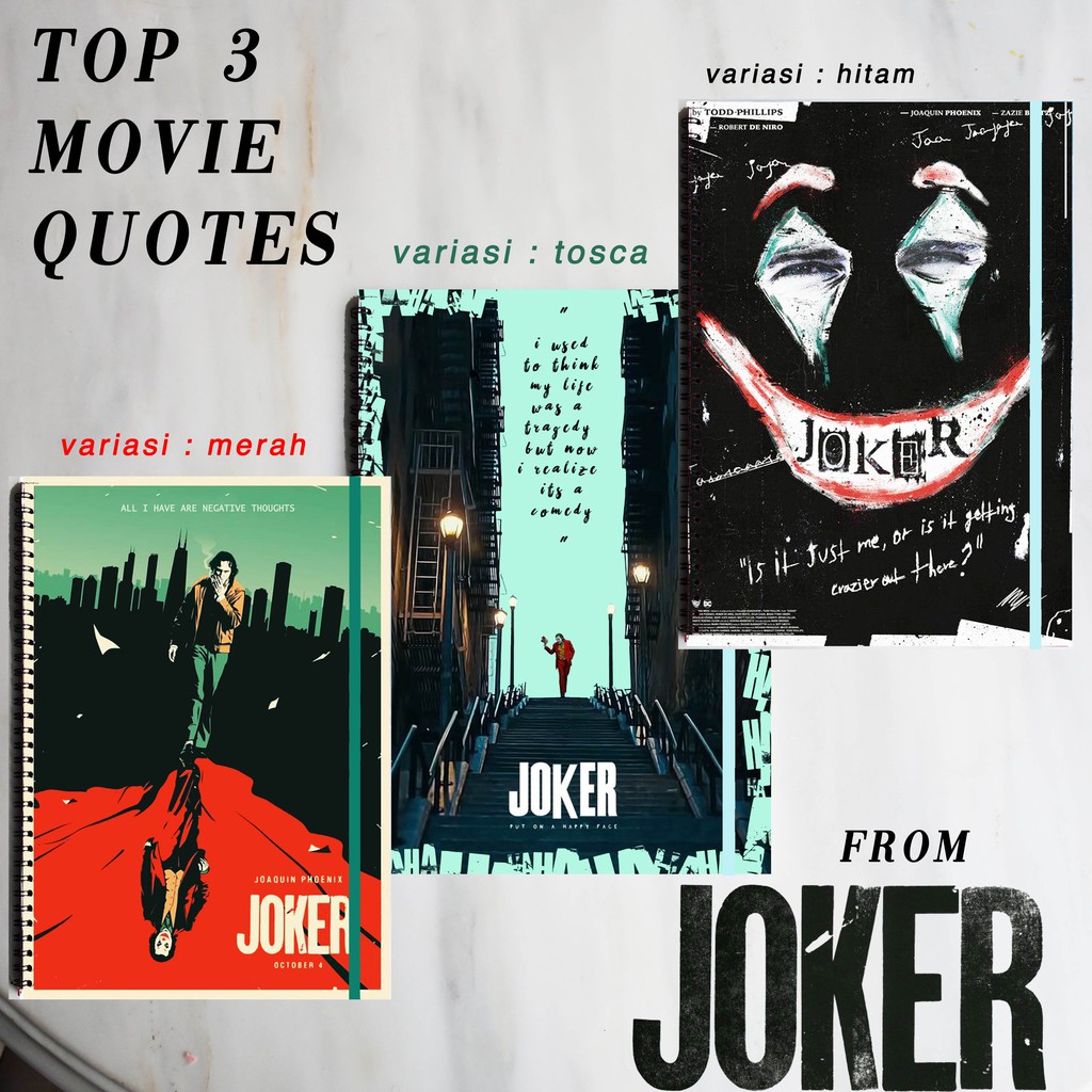 

JOKER MOVIE QUOTE BATMAN DC COMICS JOAQUIN PHOENIX Notebook Diary Journal Office School Buku Tulis