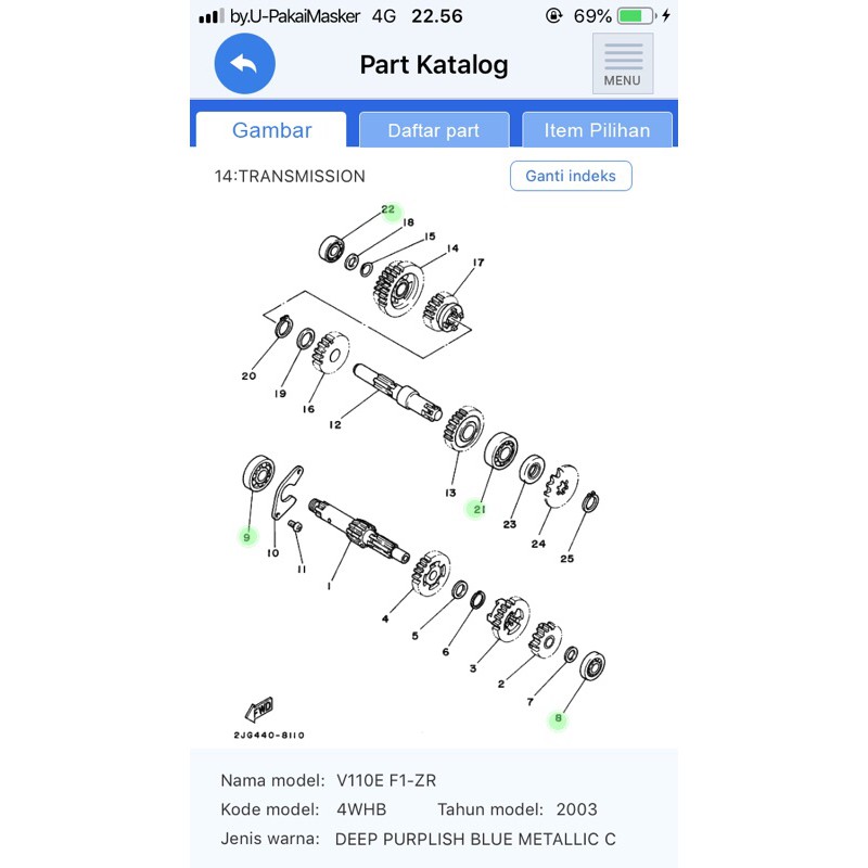 bearing set kruk as rasio f1zr ori ygp force 1 sigma champ alfa f1 forceone force1 one fizr fiz f1z r crankshaft bandul bering klaher laher lahar laker gir gear