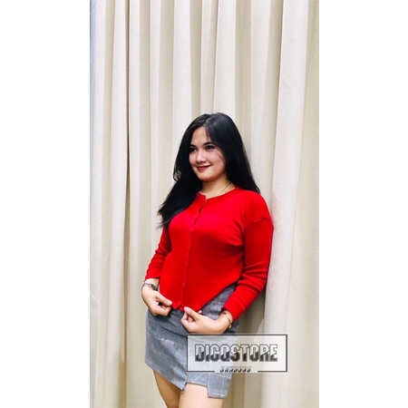BAILEY CARDI RAJUT / ANGEL BOTON SKIRT / KARDIGAN CROP TOP-Merah