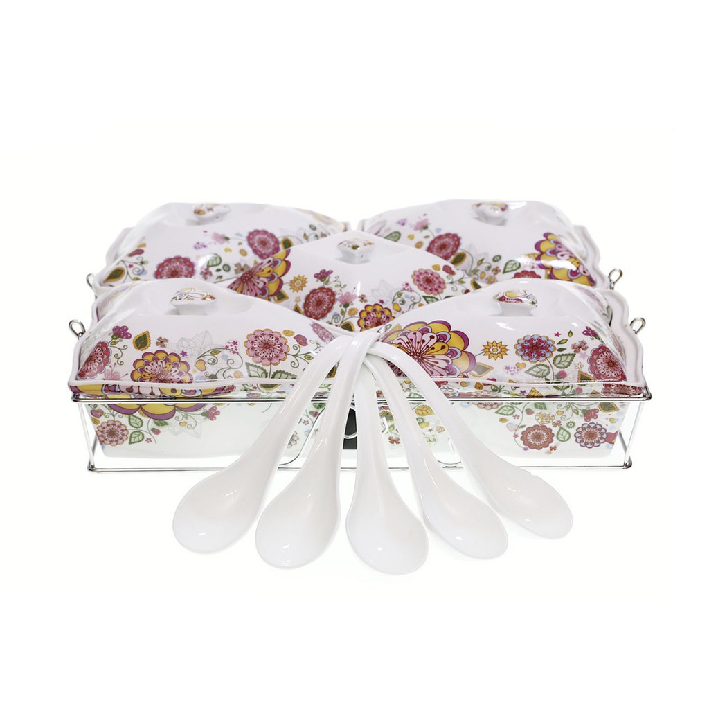 Wadah saji Semanggi B786 Gardenia Merek VINCENZA Alat saji makanan (prasmanan) porselen cantik denga