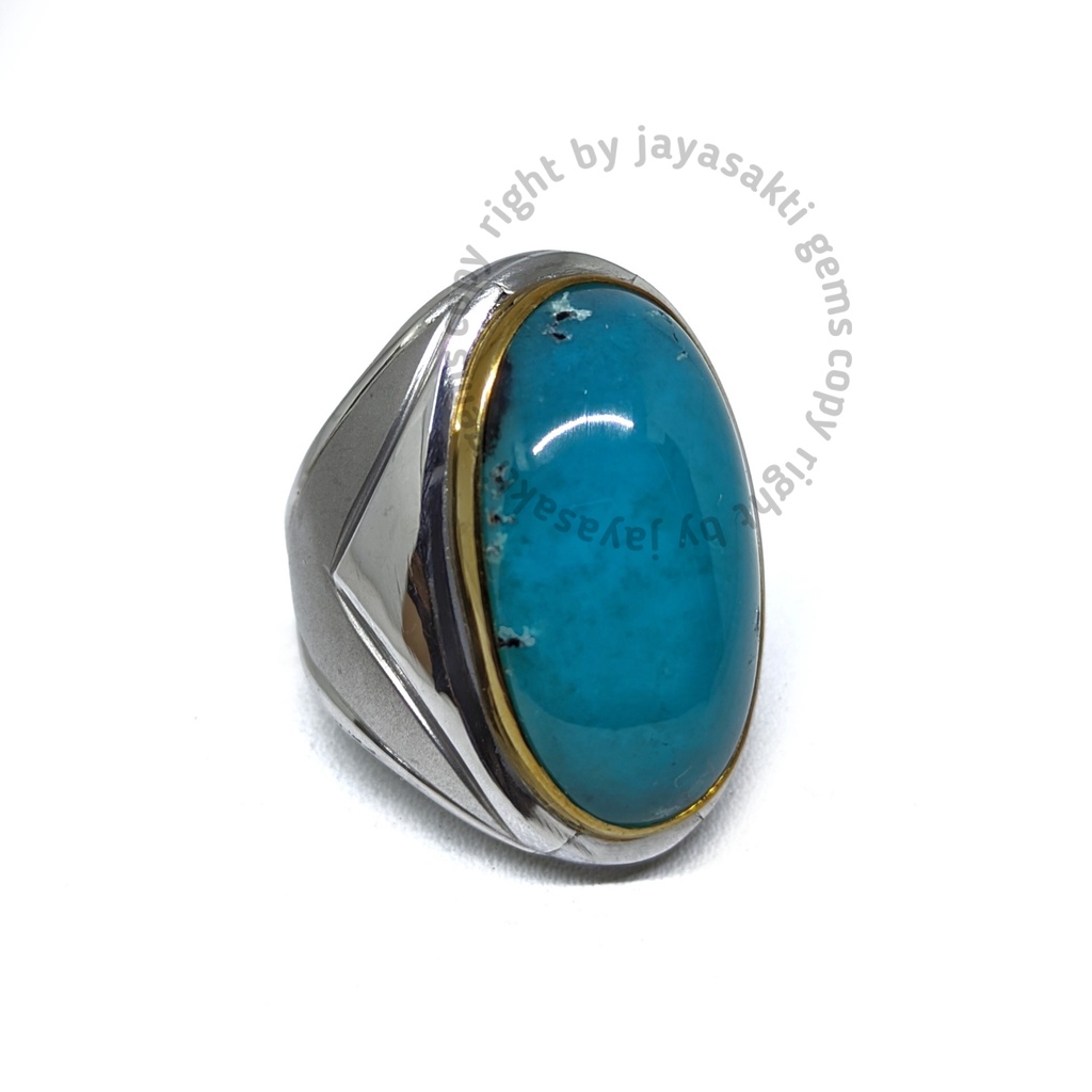 Natural Batu Akik Bacan Palamea Kristal Tembus Ring Monel BPM03