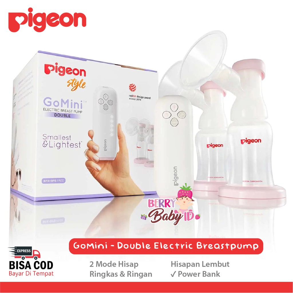 Pigeon Go Mini Double Electric Breast Pump Pompa ASI Breastpump GoMini Berry Mart