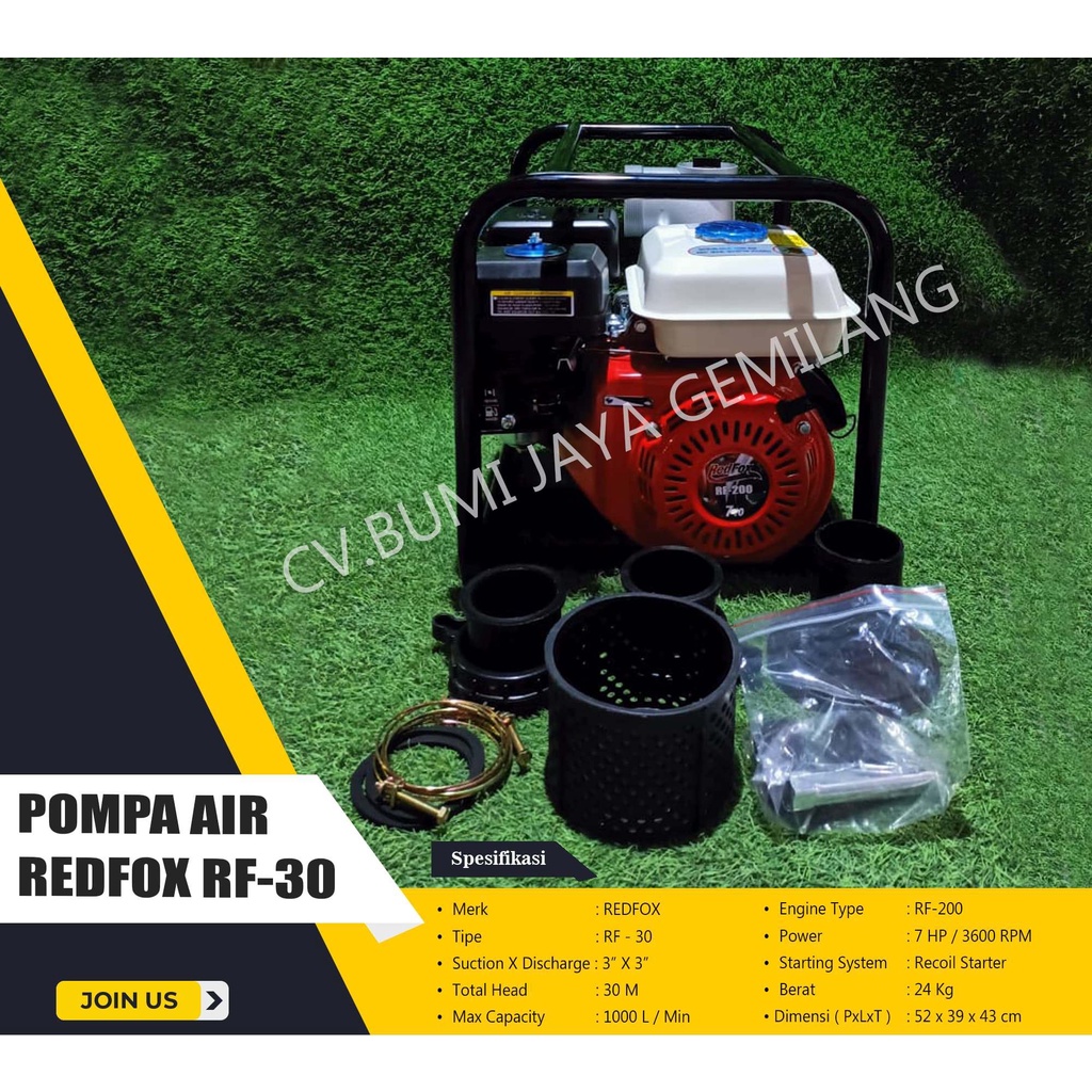 MESIN POMPA AIR SAWAH 3 INCH REDFOX RF 30