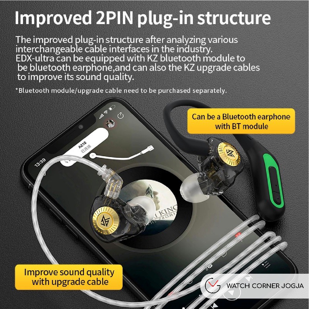 Knowledge Zenith KZ EDX ULTRA In Ear Basshead HIFI Dynamic Earphone Headset ORIGINAL-5